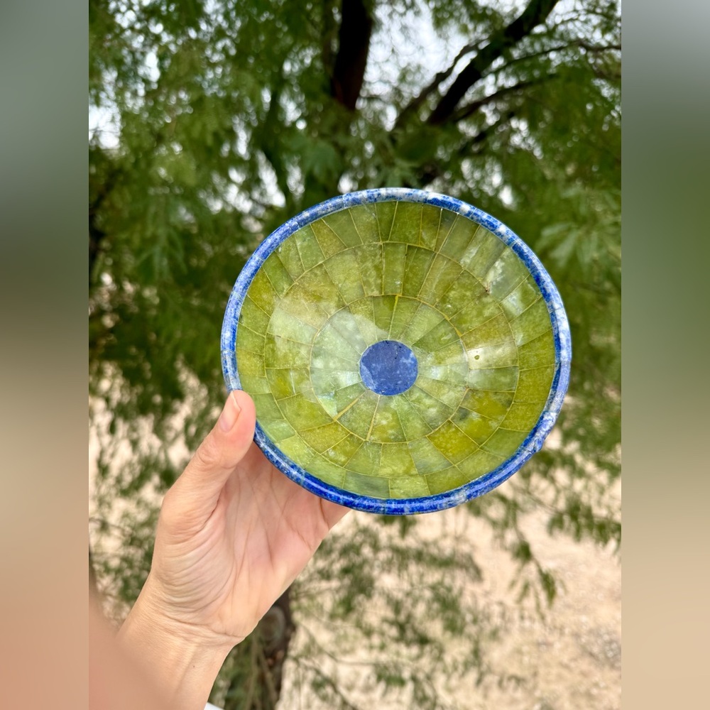 Serpentine & Lapis Lazuli bowl - Picture 4 of 8